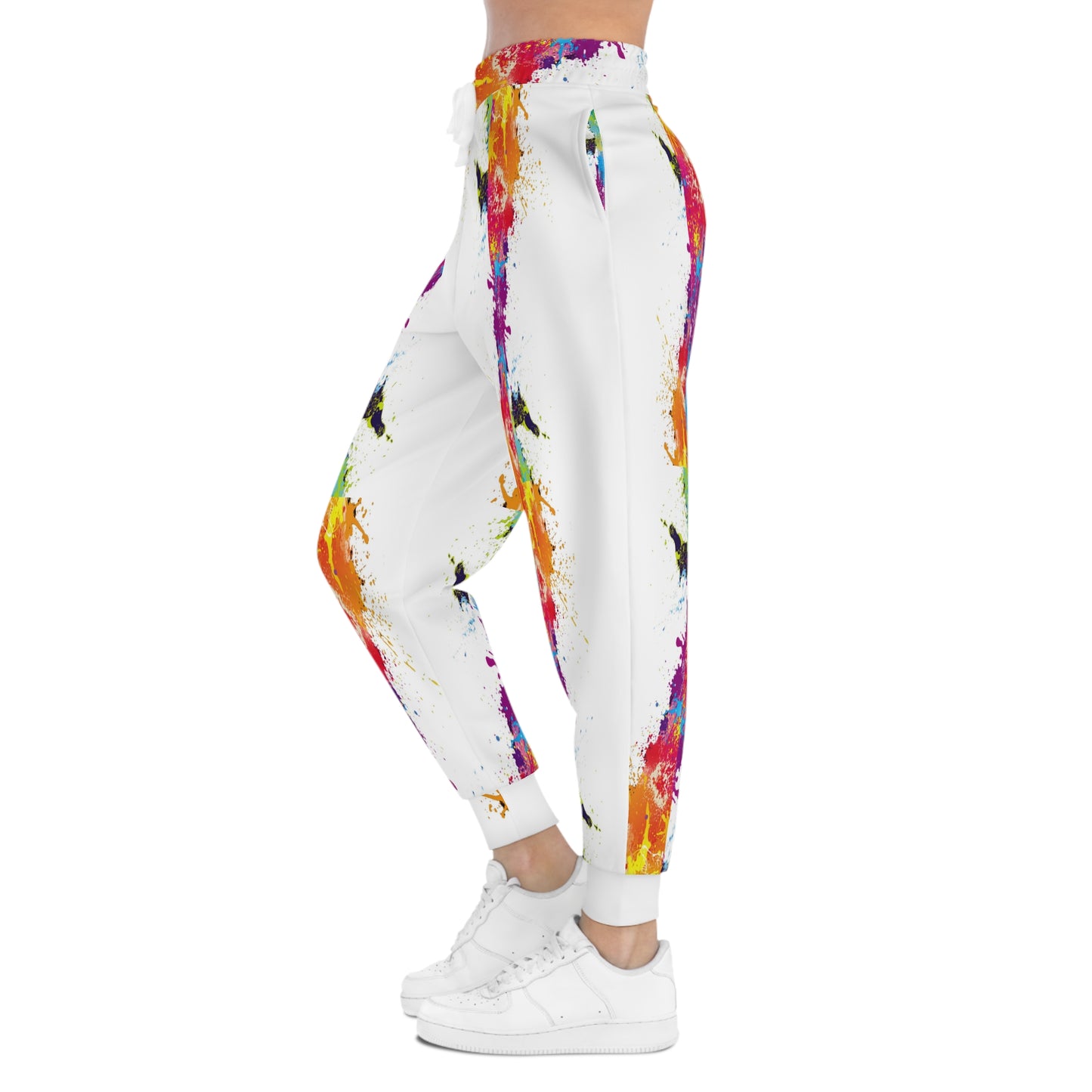 Athletic Joggers - White Paint Splatter Design for Rage Room