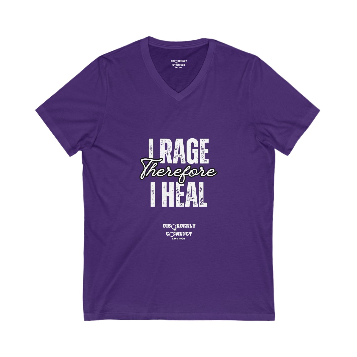 I Rage Therefore I Heal - Unisex Jersey Short Sleeve V-Neck Tee - Supports Small Business!