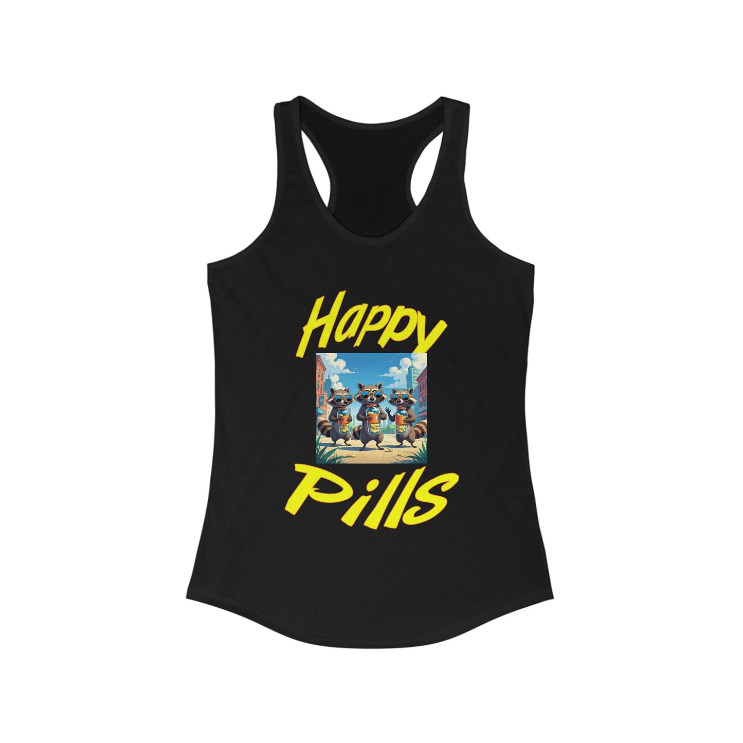 Happy Pills (funny raccoons) - Women's Ideal Racerback Tank