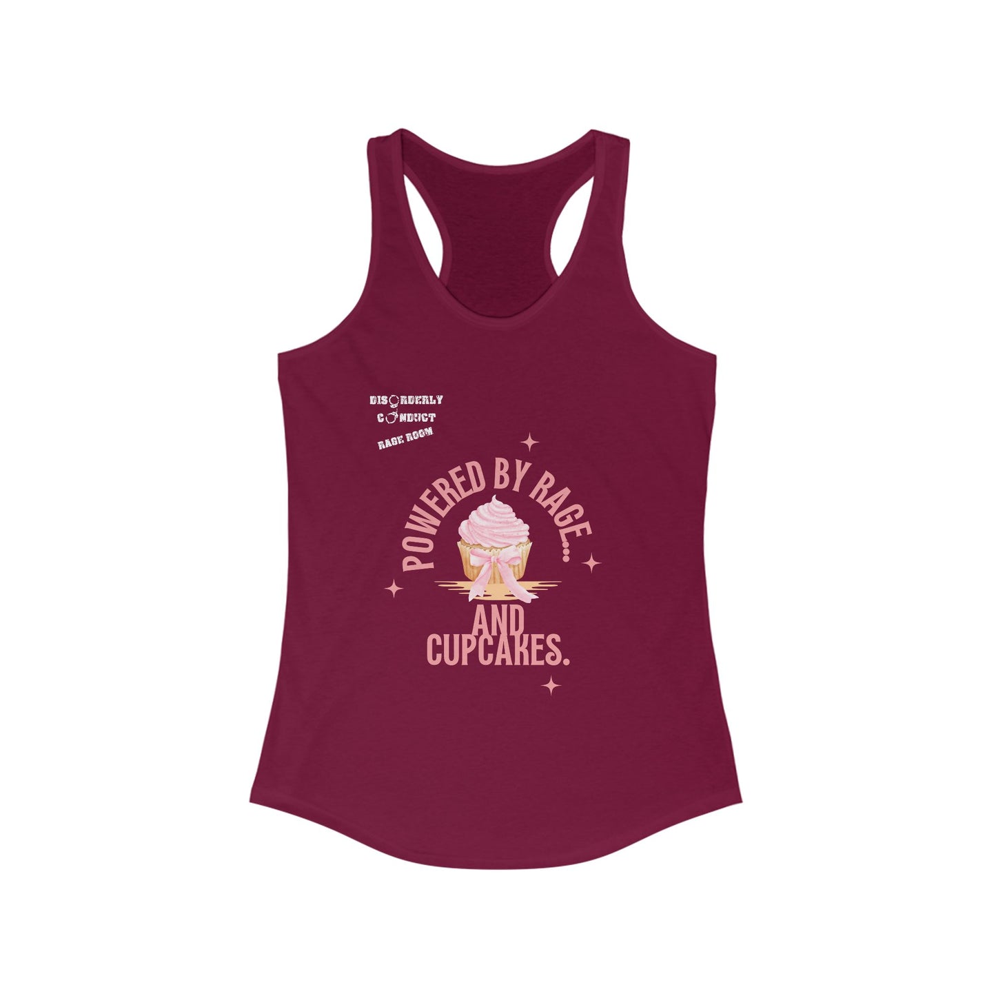 DCRR Custom Tank - Powered by Rage and Cupcakes - Women's Ideal Racerback Tank