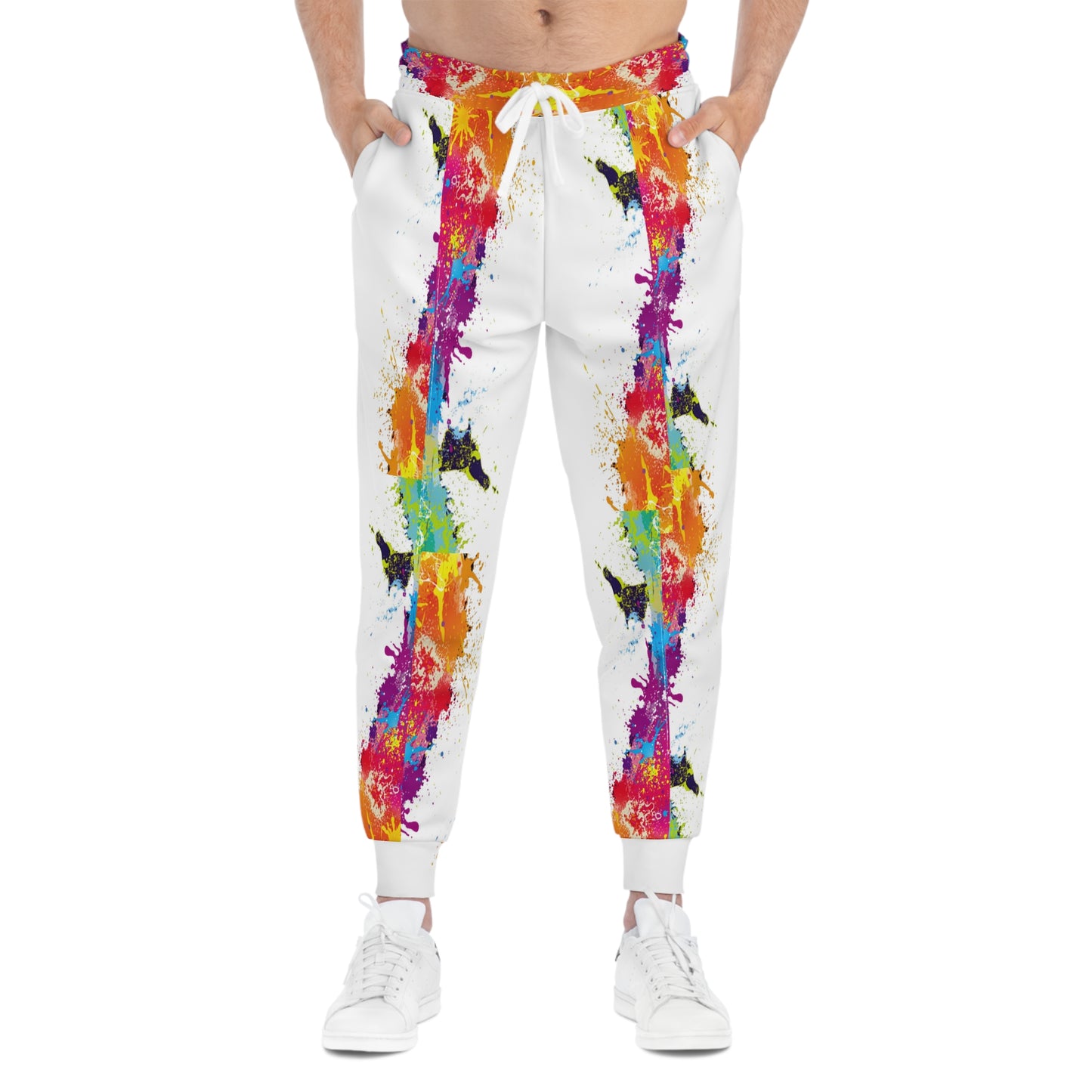 Athletic Joggers - White Paint Splatter Design for Rage Room