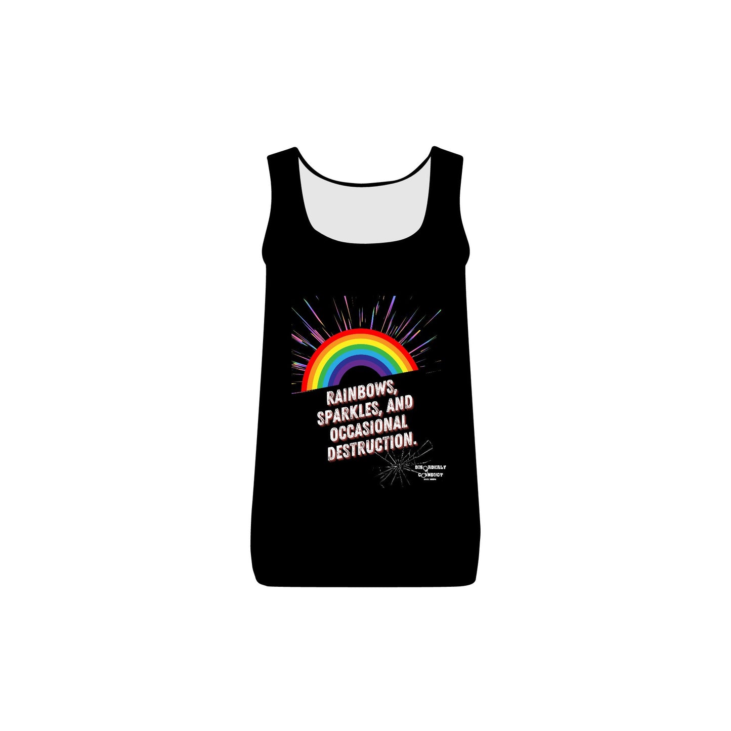 DCRR Custom Tank - Rainbows, Sparkles, and Occasional Destruction - Women's Baby Rib Tank