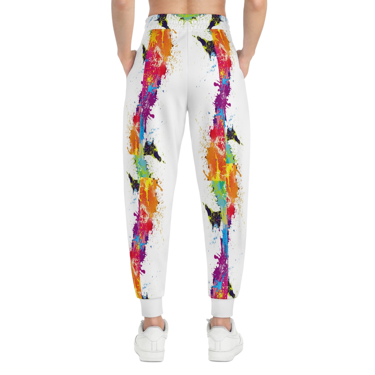 Athletic Joggers - White Paint Splatter Design for Rage Room