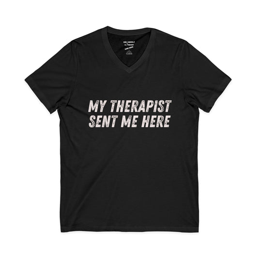 Funny Rage Room T-Shirt – “My Therapist Sent Me Here” Stress Relief Shirt – Smash Therapy Apparel - Disorderly Conduct Rage Rooms