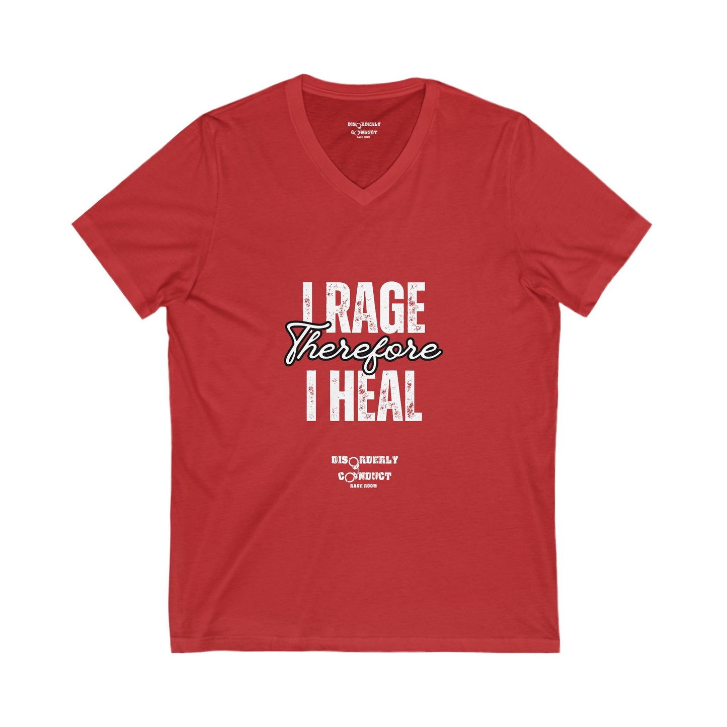 I Rage Therefore I Heal - Unisex Jersey Short Sleeve V-Neck Tee - Supports Small Business!