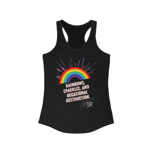 DCRR Custom Tank - Rainbows, Sparkles, and Occasional Destruction - Women's Ideal Racerback Tank
