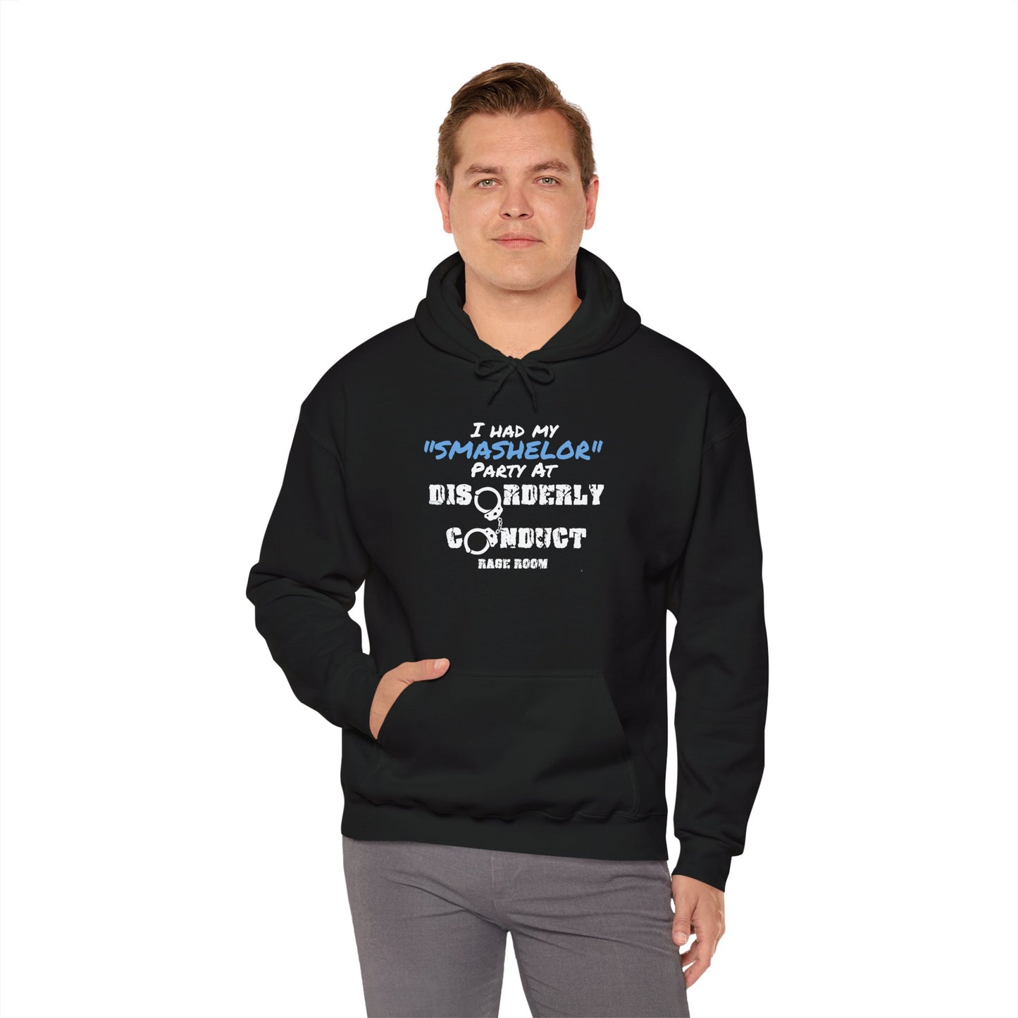 SMASHELOR PARTY At Disorderly Conduct Rage Rooms Unisex Heavy Blend™ Hooded Sweatshirt