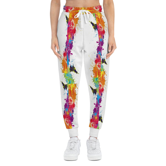 Athletic Joggers - White Paint Splatter Design for Rage Room