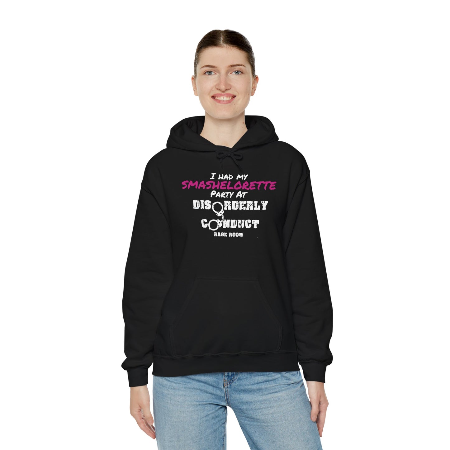 SMASHELORETTE PARTY At Disorderly Conduct Rage Rooms Unisex Heavy Blend™ Hooded Sweatshirt