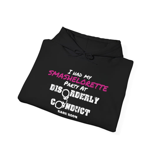 SMASHELORETTE PARTY At Disorderly Conduct Rage Rooms Unisex Heavy Blend™ Hooded Sweatshirt
