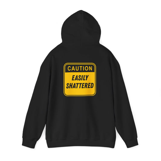 *Funny Rage Room Hoodie – “Caution: Easily Shattered” Stress Relief Sweatshirt – Smash Therapy Apparel