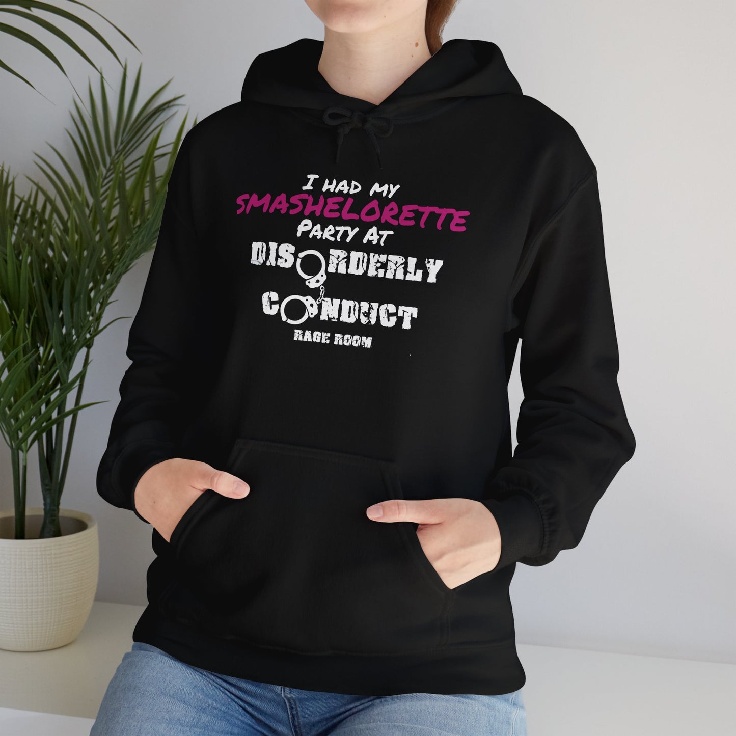 SMASHELORETTE PARTY At Disorderly Conduct Rage Rooms Unisex Heavy Blend™ Hooded Sweatshirt