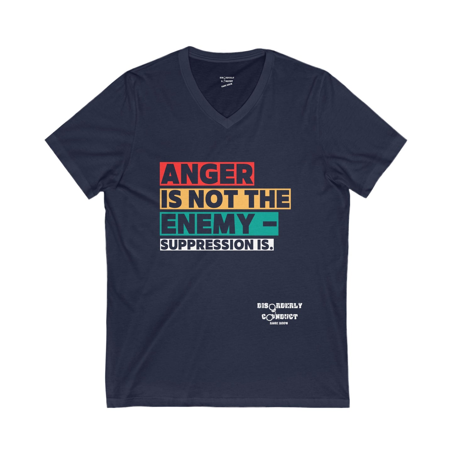 Anger is not the enemy—suppression is. - Unisex Jersey Short Sleeve V-Neck Tee