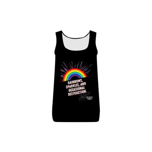 DCRR Custom Tank - Rainbows, Sparkles, and Occasional Destruction - Women's Baby Rib Tank